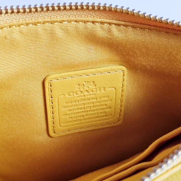 Vintage NWT Coach Shearling Small Wristlet in Banana Yellow With Pom Pom - Picture 7 of 16